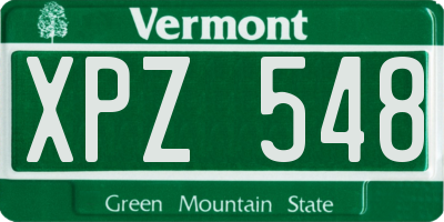 VT license plate XPZ548