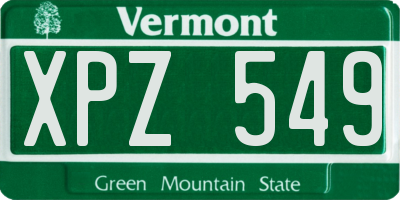 VT license plate XPZ549