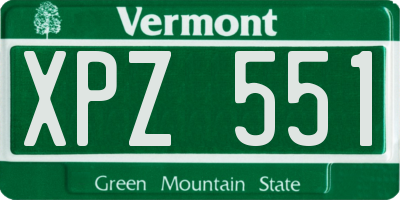 VT license plate XPZ551