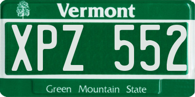 VT license plate XPZ552