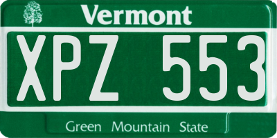 VT license plate XPZ553