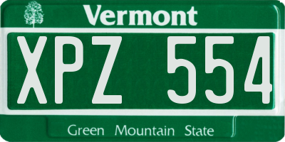 VT license plate XPZ554