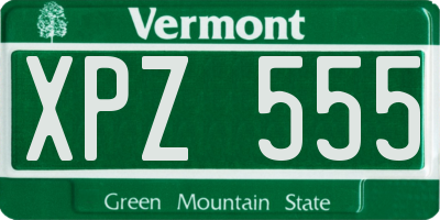VT license plate XPZ555