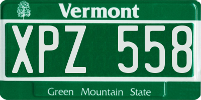 VT license plate XPZ558