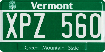 VT license plate XPZ560