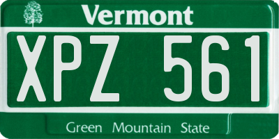 VT license plate XPZ561