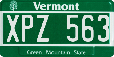 VT license plate XPZ563