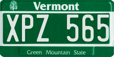 VT license plate XPZ565