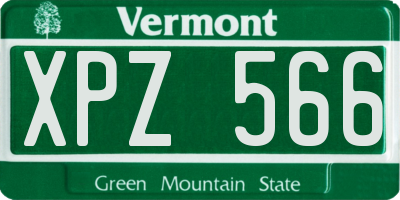 VT license plate XPZ566