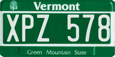 VT license plate XPZ578