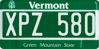 VT license plate XPZ580