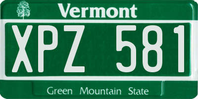 VT license plate XPZ581