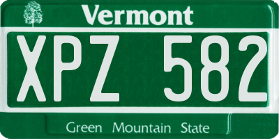 VT license plate XPZ582
