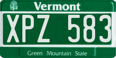 VT license plate XPZ583