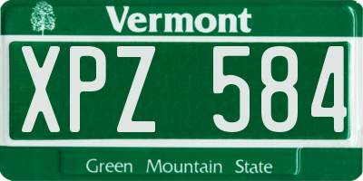 VT license plate XPZ584