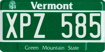 VT license plate XPZ585