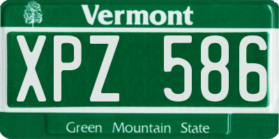 VT license plate XPZ586