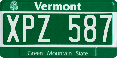 VT license plate XPZ587
