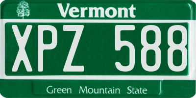 VT license plate XPZ588