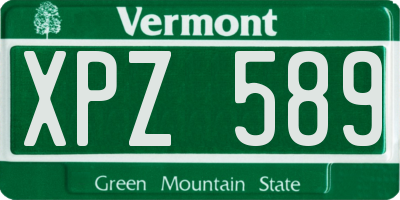 VT license plate XPZ589