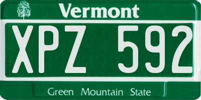 VT license plate XPZ592