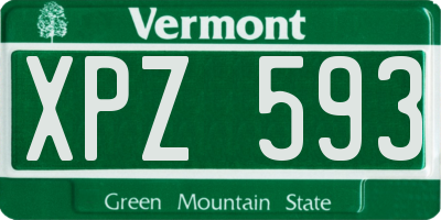 VT license plate XPZ593