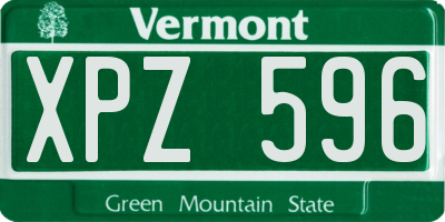 VT license plate XPZ596