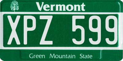 VT license plate XPZ599