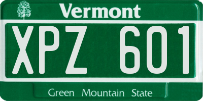 VT license plate XPZ601