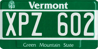 VT license plate XPZ602