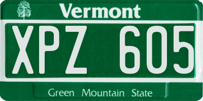 VT license plate XPZ605
