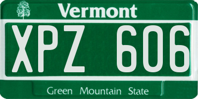 VT license plate XPZ606