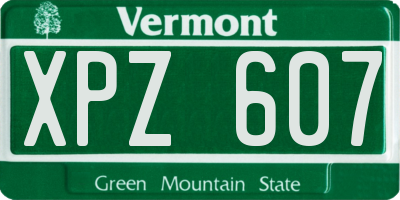 VT license plate XPZ607