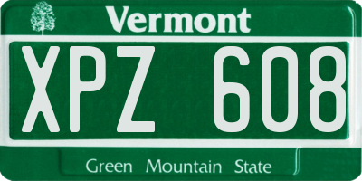 VT license plate XPZ608