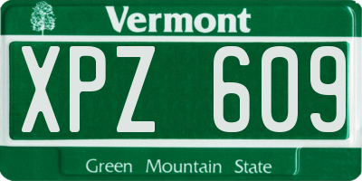 VT license plate XPZ609