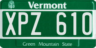 VT license plate XPZ610