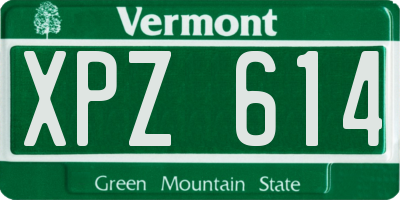 VT license plate XPZ614