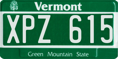 VT license plate XPZ615
