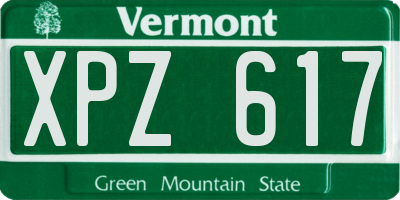 VT license plate XPZ617