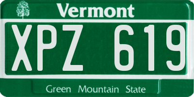 VT license plate XPZ619