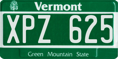 VT license plate XPZ625