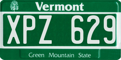 VT license plate XPZ629