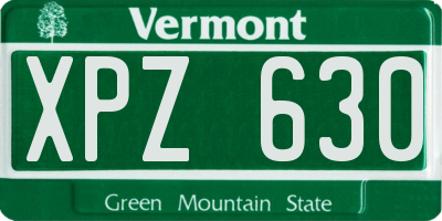 VT license plate XPZ630