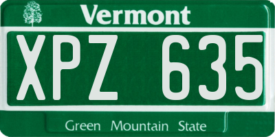 VT license plate XPZ635