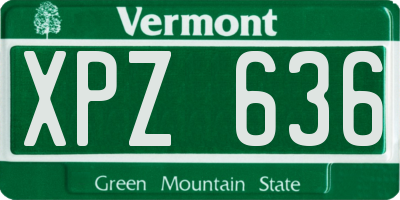 VT license plate XPZ636