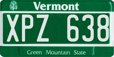 VT license plate XPZ638