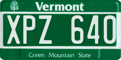 VT license plate XPZ640