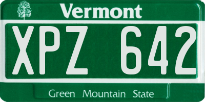 VT license plate XPZ642