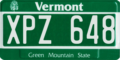 VT license plate XPZ648