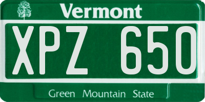 VT license plate XPZ650